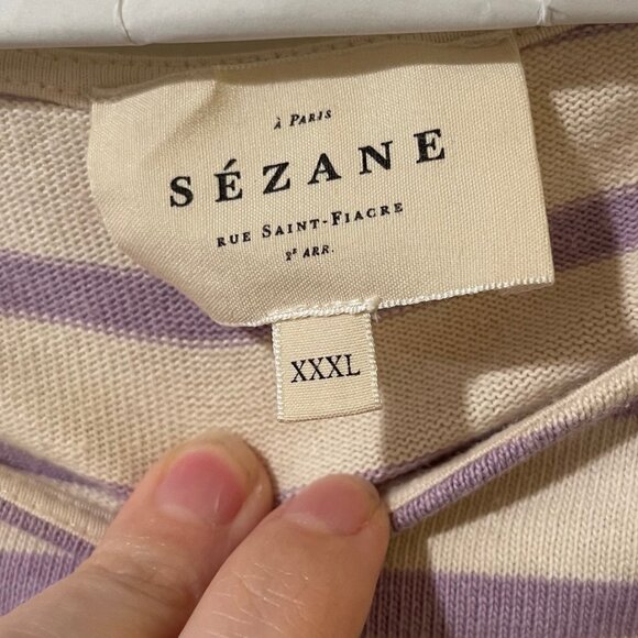 Sezane Colette mariniere lilac ecru stripe size XXXL - Picture 3 of 7